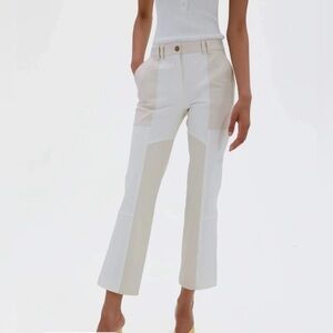 Jonathan Simkhai ‘Jesslyn’ Mixed Media Cropped Flare Pant in Egret / White Sz 8